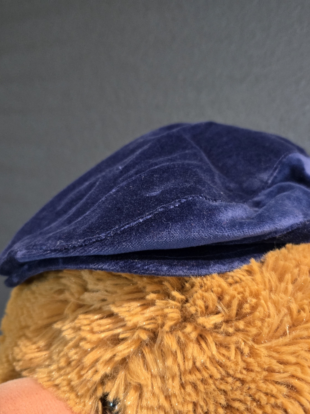 Navy Velvet Toddler Flat Cap - Navy & Caramel